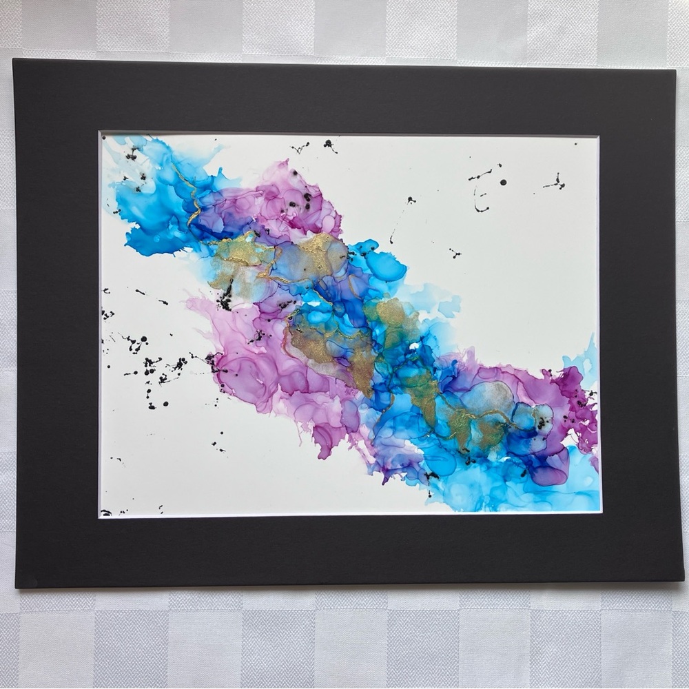 Abstract Alcohol Ink Original Blue and Violet Wall Art Painting
